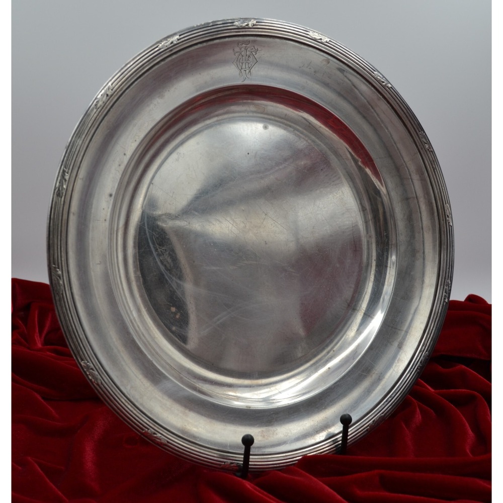 Christofle Rare Silver Plated Monogrammed Charger Plate 12 Inch 2330427 French